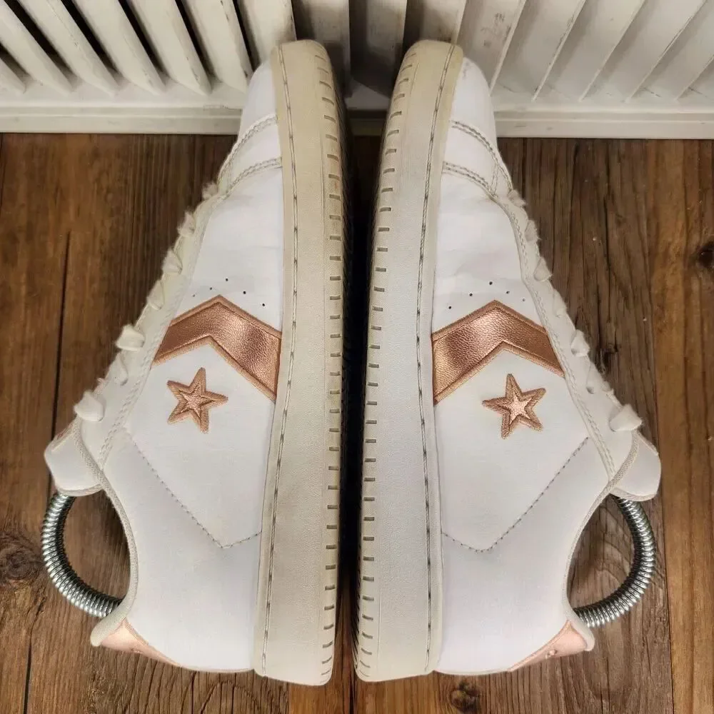 Womens 7 Converse EV3 OX 162868C White Rose Gold Skater Fashion Sneakers Shoes